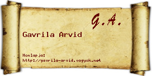Gavrila Arvid névjegykártya